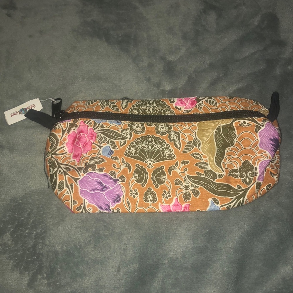 Pink and Purple Floral Cosmetic Bag with Zipper